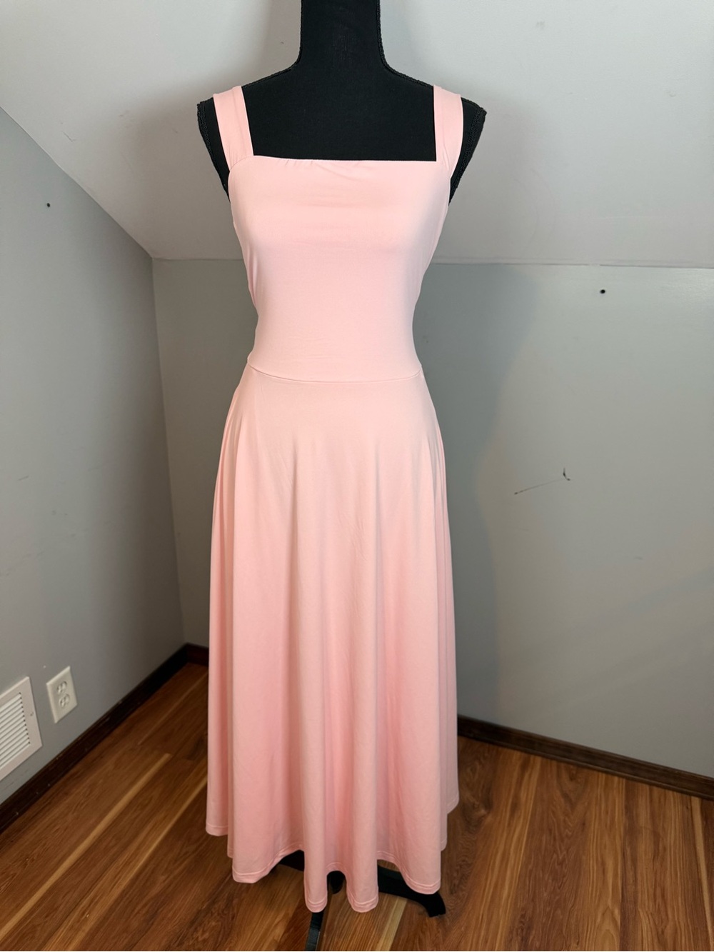 OYS Square Neck Pink Midi Dress